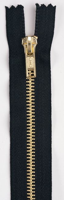 VT10S mosadzný zips (6 mm) 20 cm čierny